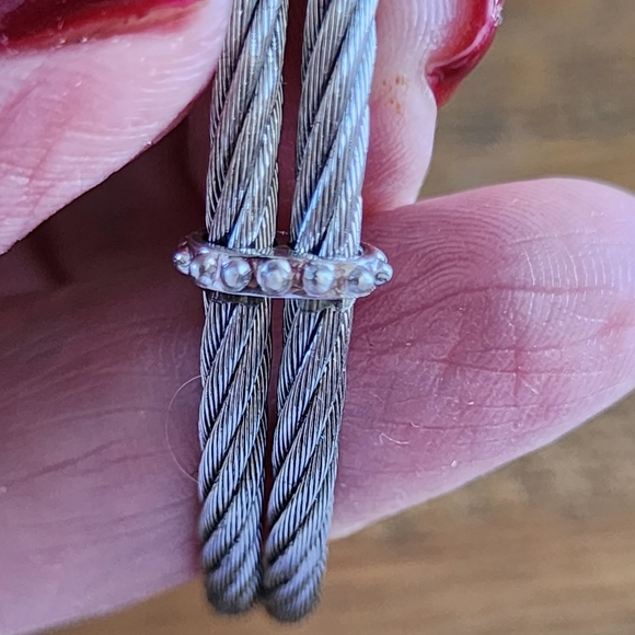 Sterling silver pave diamonds bracelet - Picture 3 of 4